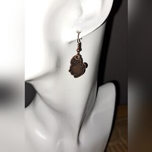 CAT BUTT Red Copper Dangle Earrings